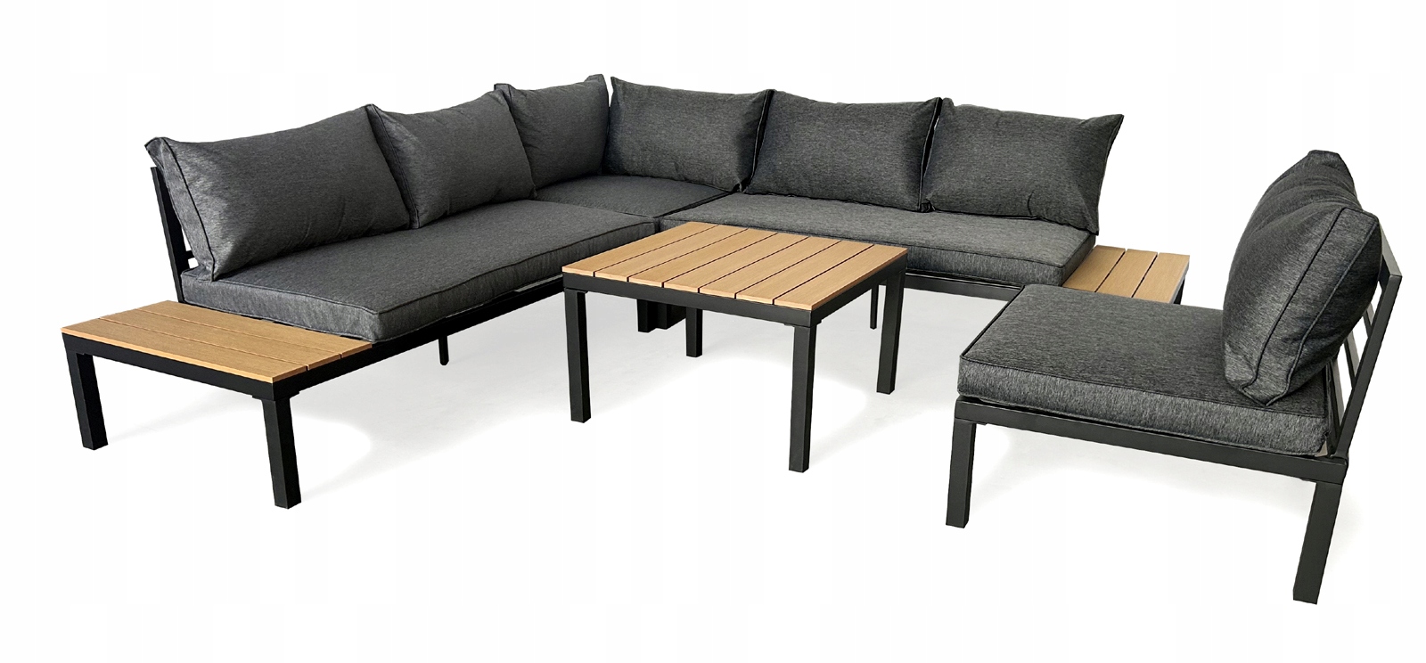 ZESTAW MEBLE OGRODOWE NAROŻNIK 6OSÓB SOFA STOLIK + FOTEL